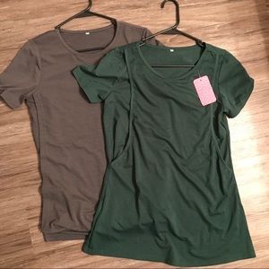 Maternity/Breastfeeding Short-Sleeve Swoop Shirts